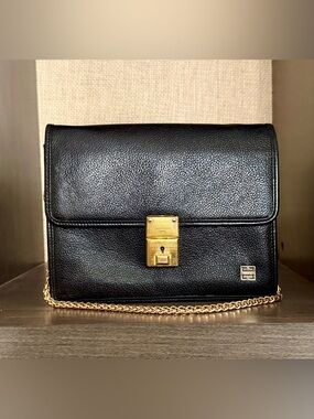 Givenchy Vintage Black Leather Wristlet Clutch Converted Hand & Crossbody Bag